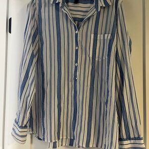 J. Crew Blue and White Striped Blouse